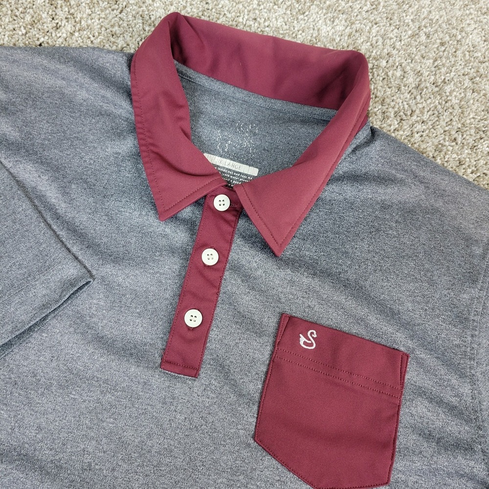 Swannies Golf Mens XL Gray Maroon Performance Stretch Polo Short Sleeve